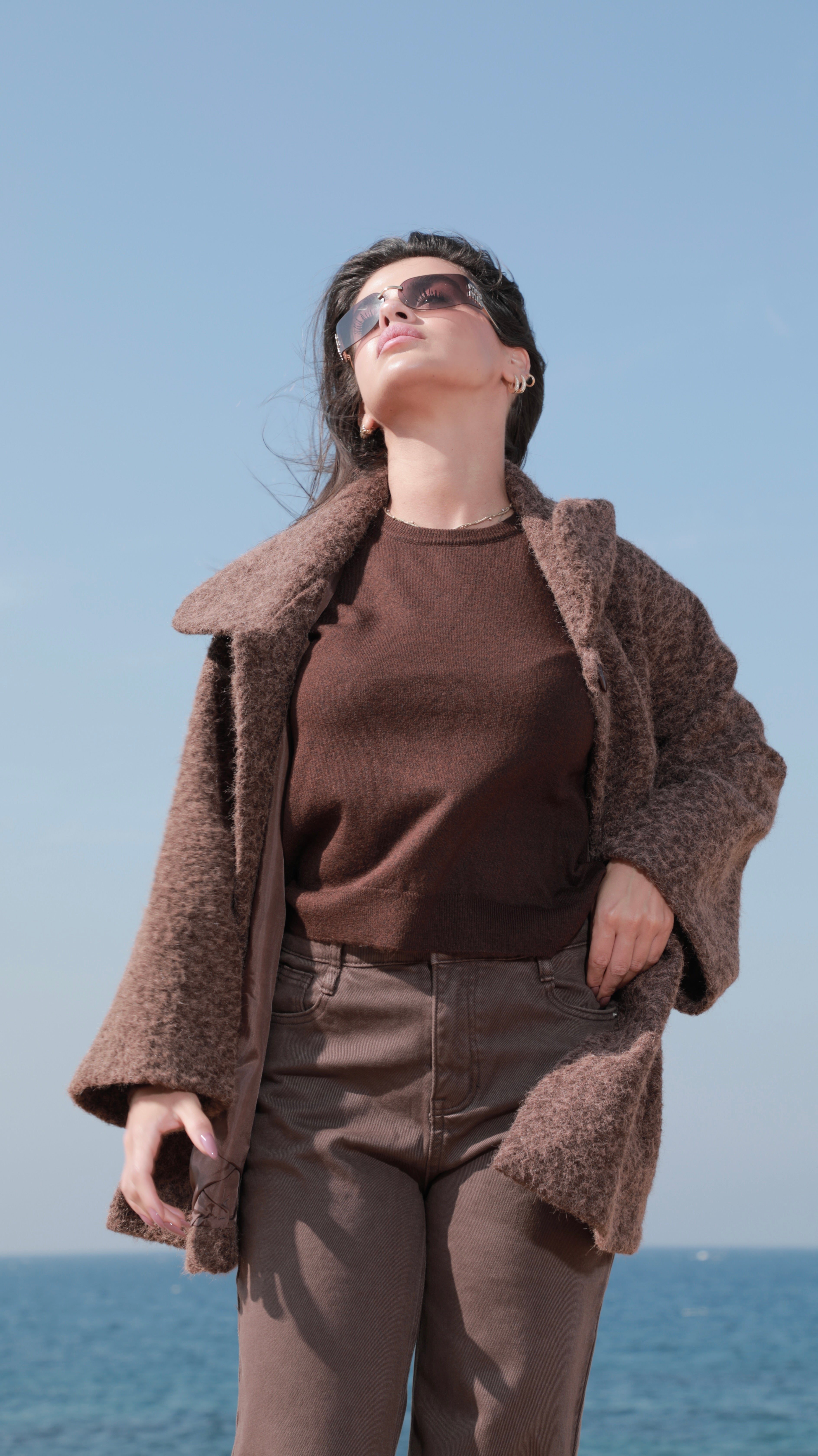Mocha Wool Knit Long-Sleeve