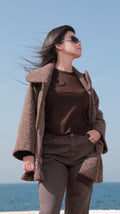 Mocha Wool Knit Long-Sleeve