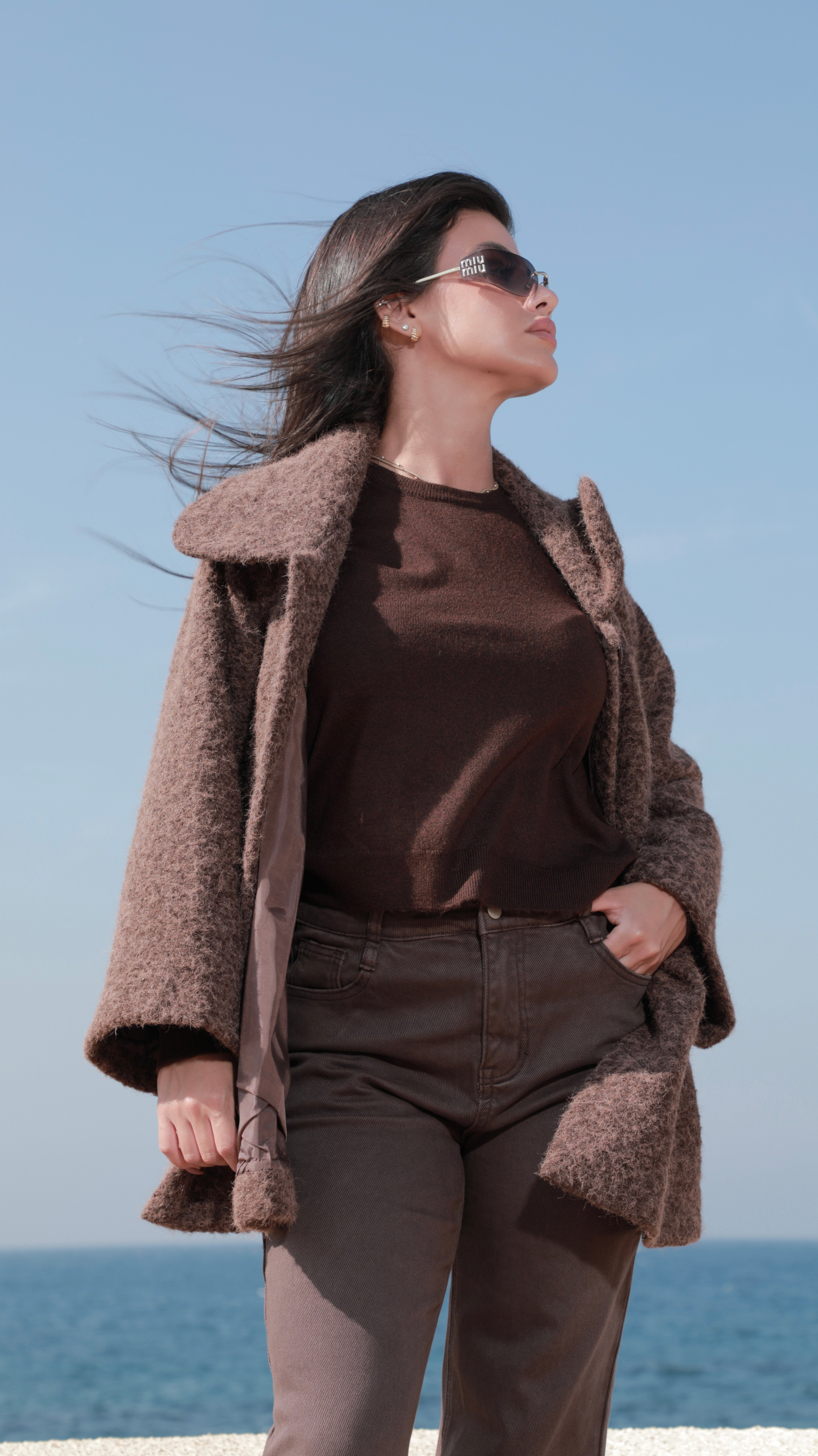 Mocha Wool Knit Long-Sleeve
