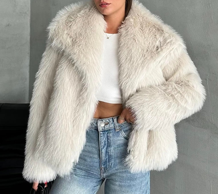 Coconut Faux-Fur Jacket