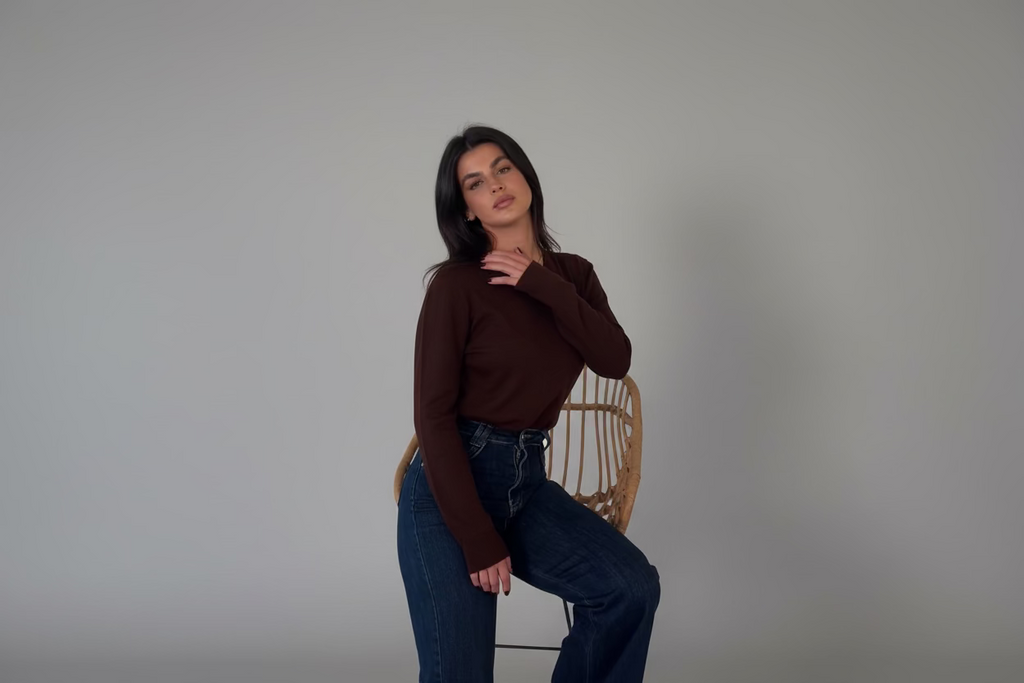 Mocha Wool Knit Long-Sleeve